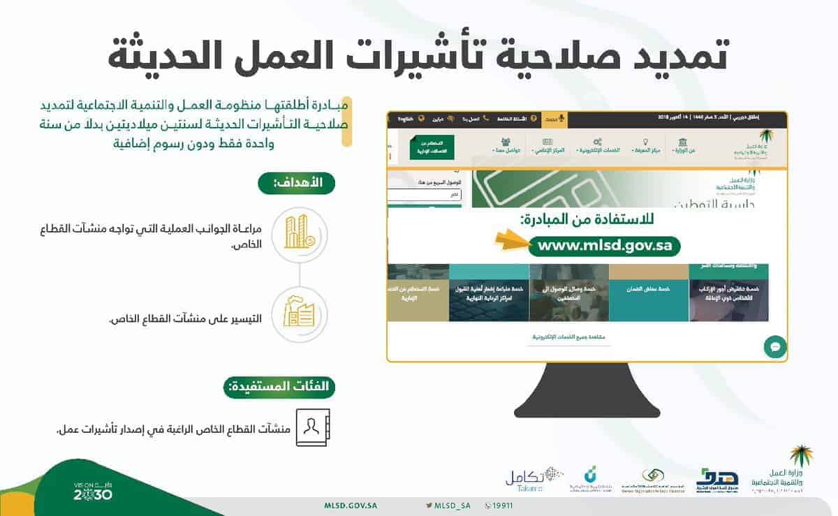 تمديد صلاحية تـأشيرات العمل السعودية